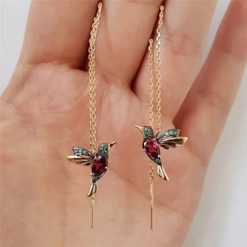 Hummingbird Earrings for Women Girls Elegant Tassel Charm Dangle Earring Fashion Jewelry Valentine's Day Birthday Gifts