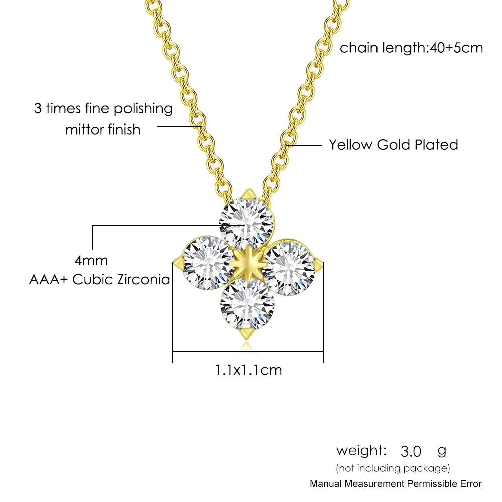 Women's Neck Chain Simple Daily Crystal Flower Pendant Necklaces Gold Color Chokers Birthday Gift For Girls Fashion Jewelry N087