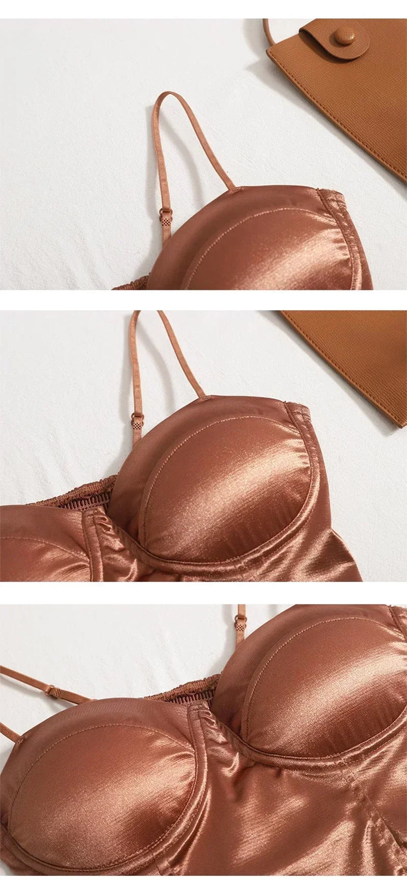 2024  Women Sexy Crop Top Solid Pleated Satin Tanks Top With Bra Pad Beach Camis Spaghetti Backless Casual Top Spring Summer