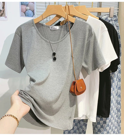 2025 Women T Shirt Girls T-Shirt Woman Clothes Tops Tshirt Female Short Sleeve Spring Tee Sexy Y2k Top White New