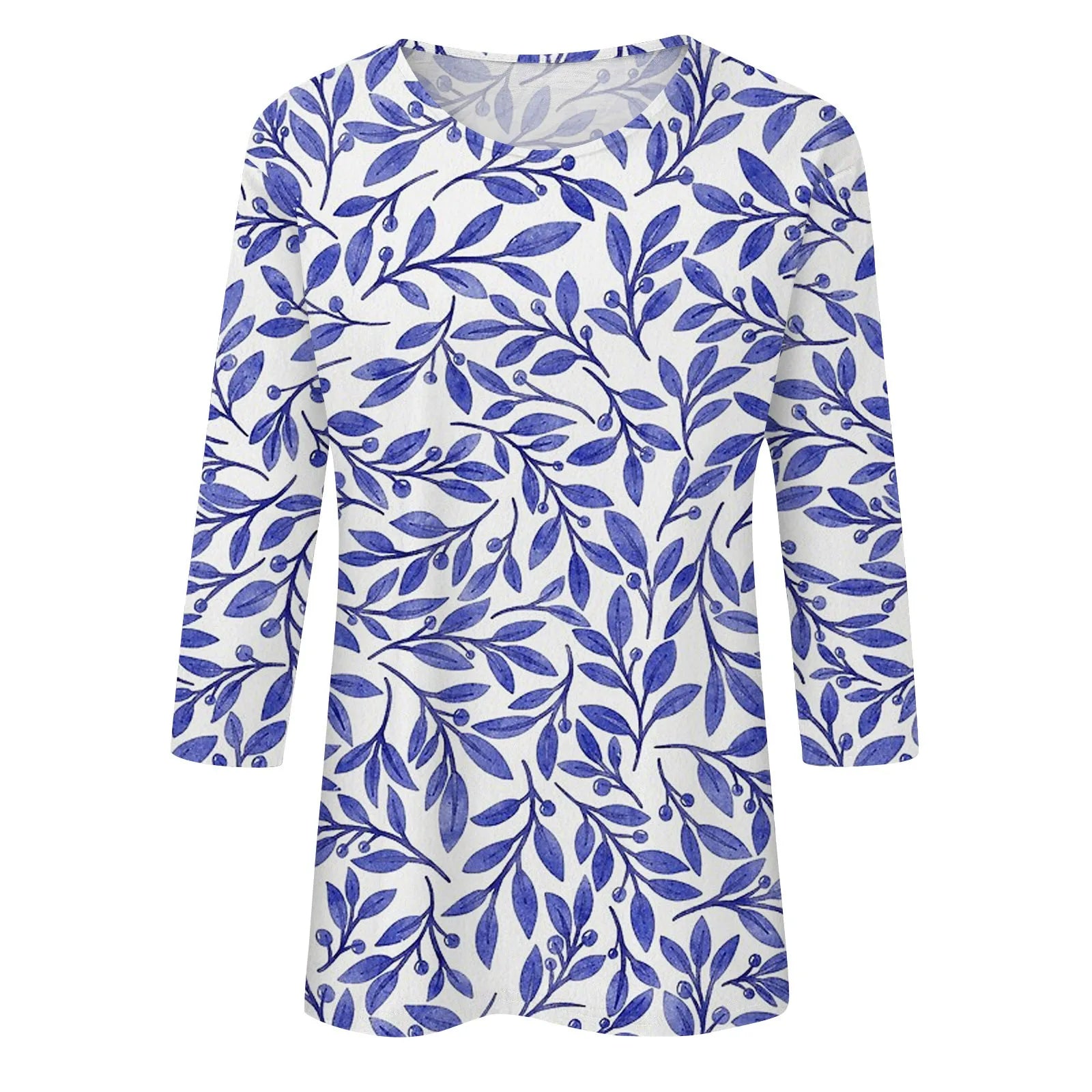 2024 Women Summer Tops Comfortable T Shirt Fashion Flower Print Round Neck 3/4 Sleeve Tops Soft Versatile Pullover Ropa De Mujer