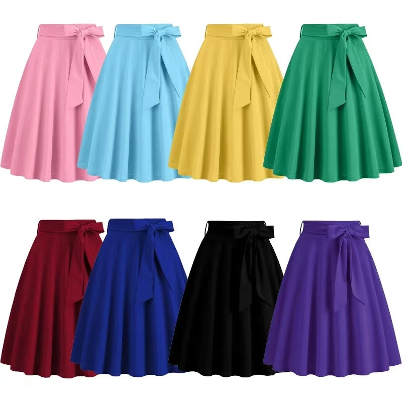 Skirts Women 2025 selling summer solid color sashes vintage Herben-style stranding skirts women's clothing
