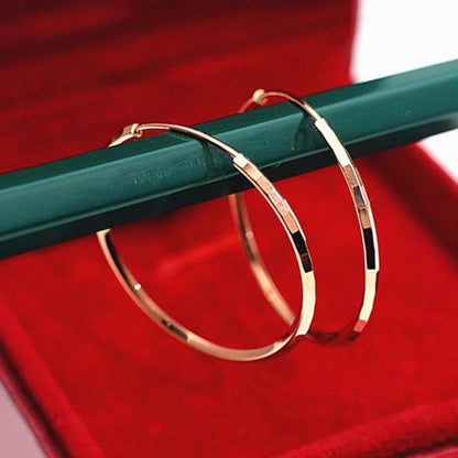 585 Purple Gold Faceted Shiny Ear Rings for Women New in Plated 14K Rose Gold Simple Earrings Classic charm Jewelry gift