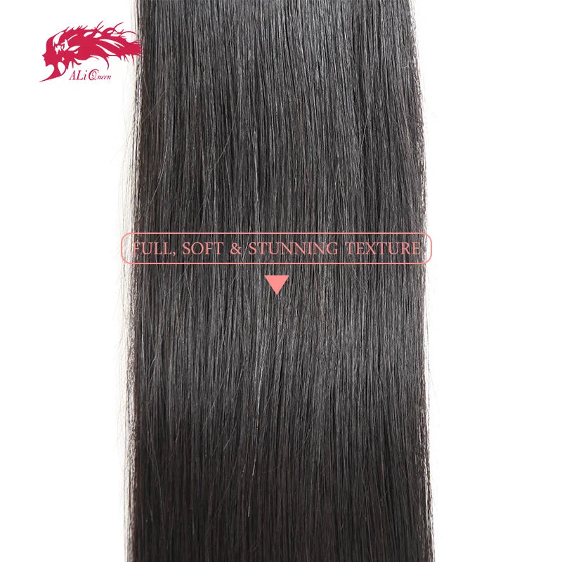 Ali Queen Double Drawn Hair Bundles Straight Human Hair Bundles Virgin Hair Weave For Women Indian 100% Human Hair Extensions