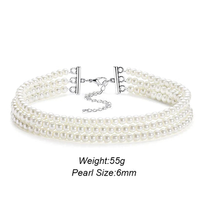 Fashion Elegant Women 3-5Layer White Pearl Choker Necklaces Bohemian Creative Design Wedding Anniversary Necklace Female Jewelry