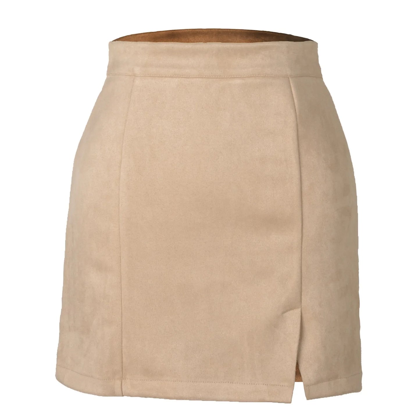 Skirts For Woman Women'S High Waist Faux Suede Side Split Short Skirt Roupas Femininas Traf Women 2024 Faldas  Mujeres New