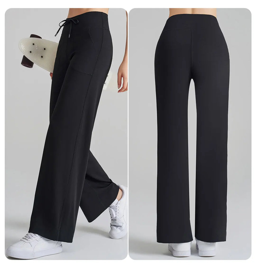 Women's High Waist Stretch Yoga Pants Quick Dry Breathable Loose Running Pants Gym Outdoor Training Pants