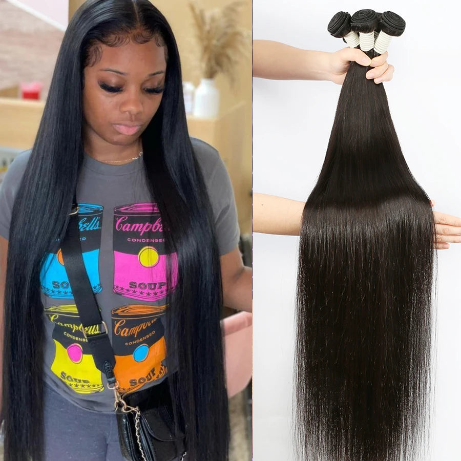Brazilian Hair Weave Human Hair Bundles Bone Straight Raw Virgin Human Hair Extensions 3 Bundles Remy Hair Weft For Black Women