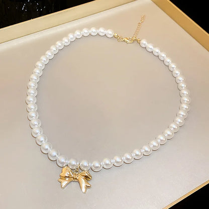 Imitaition Pearl Necklace for Women Simple Fashion Collarbone Chain White Choker Necklaces Designer Wedding Jewelry Wholesale