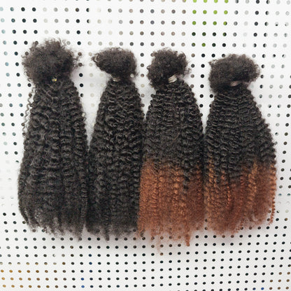 Human Hair No Weft 4C Afro Kinky Curly Virgin Brazilian Human Hair Extensions Weave Bundles Weaving for African Black Women 16"