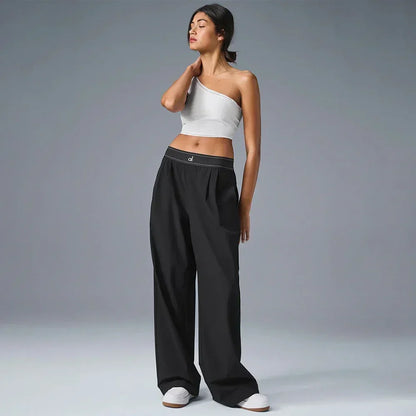 AL Yoga Pants Suit Up Trouser Sports Women's High Waisted Straight Leg Wide Pants Versatile Soft Crop Finesse Short Sleeve