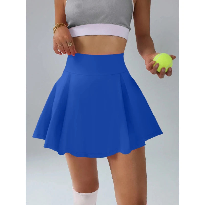 Women's Skirts Simple Fresh Style Tennis Sports Pleated Skirt Built-in Safety Pants Vibrant and Playful Solid Colour Waist  Skir