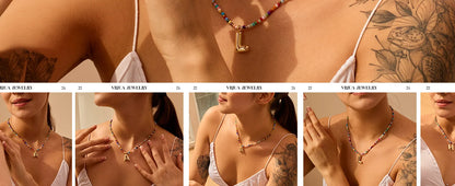 Colorful Initial Necklaces for Women Bubble Handmade Beaded Dainty Cute Beach Boho Necklace Trendy Jewelry Choker Necklace