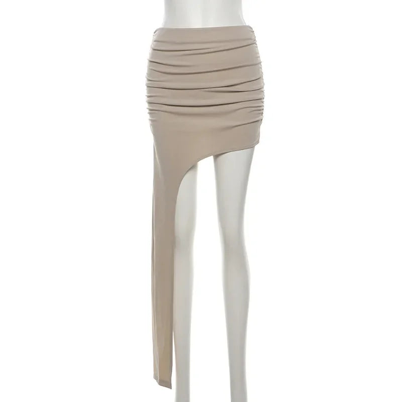 Slim Jupe Femme Été Korean Solid Color Skirts For Women Asymmetrical Y2k Clothes Fashion Clothing Sexy Mujer Conjuntos De Falda