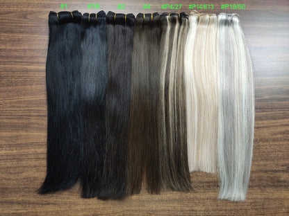 Moresoo Human Hair Bundles Weave in Double Wefted Machine Remy Hair Balayage Hair Pieces for Women Straight Weft Hair Extension