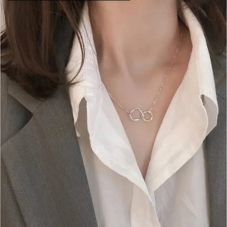Two Round Shaped Necklaces Female Exquisite Geometric Women Chain Choker Neck Necklace Birthday Gift For Ladies Fashion Jewelry