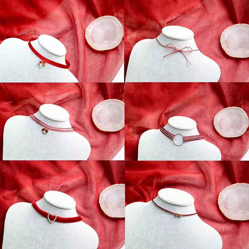 Fashion Lace Necklace For Women Adjustable Elegant Snowfake Strawberry Pendant Velvet Choker Necklace Collar Party Jewelry Gift