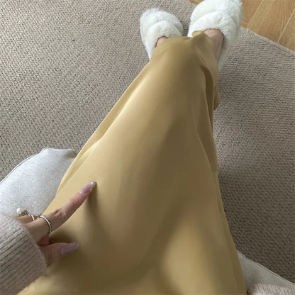 Satin Skirts for Women Korean Reviews Many Girls Clothes Women's 2025 Summer NEW High Waisted Mid Long Skirts Fashion women skir