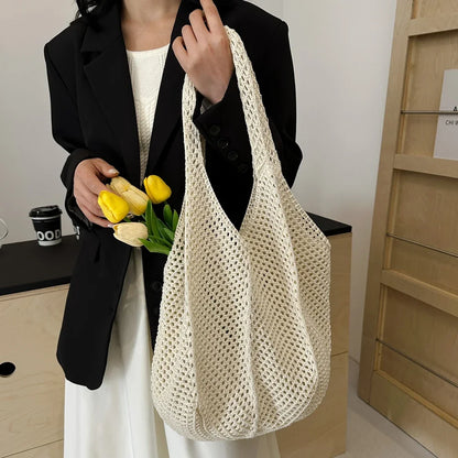 Women's Shoulder Bags Casual Straw Wicker Woven Ladies Handmade Totes Large Capacity Summer Beach Female's Messenger Bag