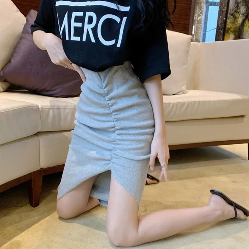 Women Skirts Solid Leisure Streetwear Summer Slim Elegant Soft Asymmetrical Simple Daily Popular Attractive Split Skirts