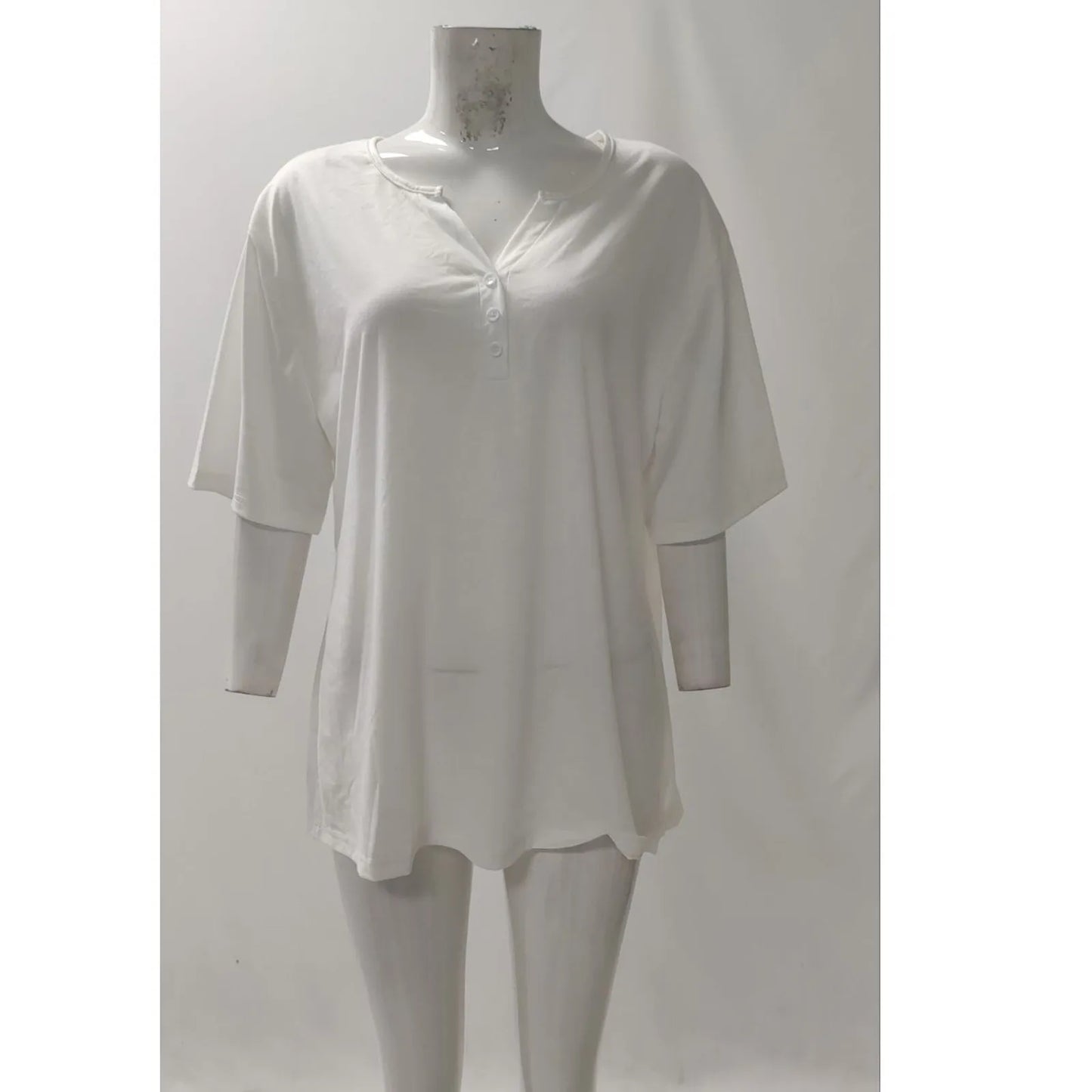 Tops For Women Women'S T Shirt Tee Print Button 3/4 Sleeve Daily Weekend Fashion Basic V Neck Regular Top Ropa De Mujer New