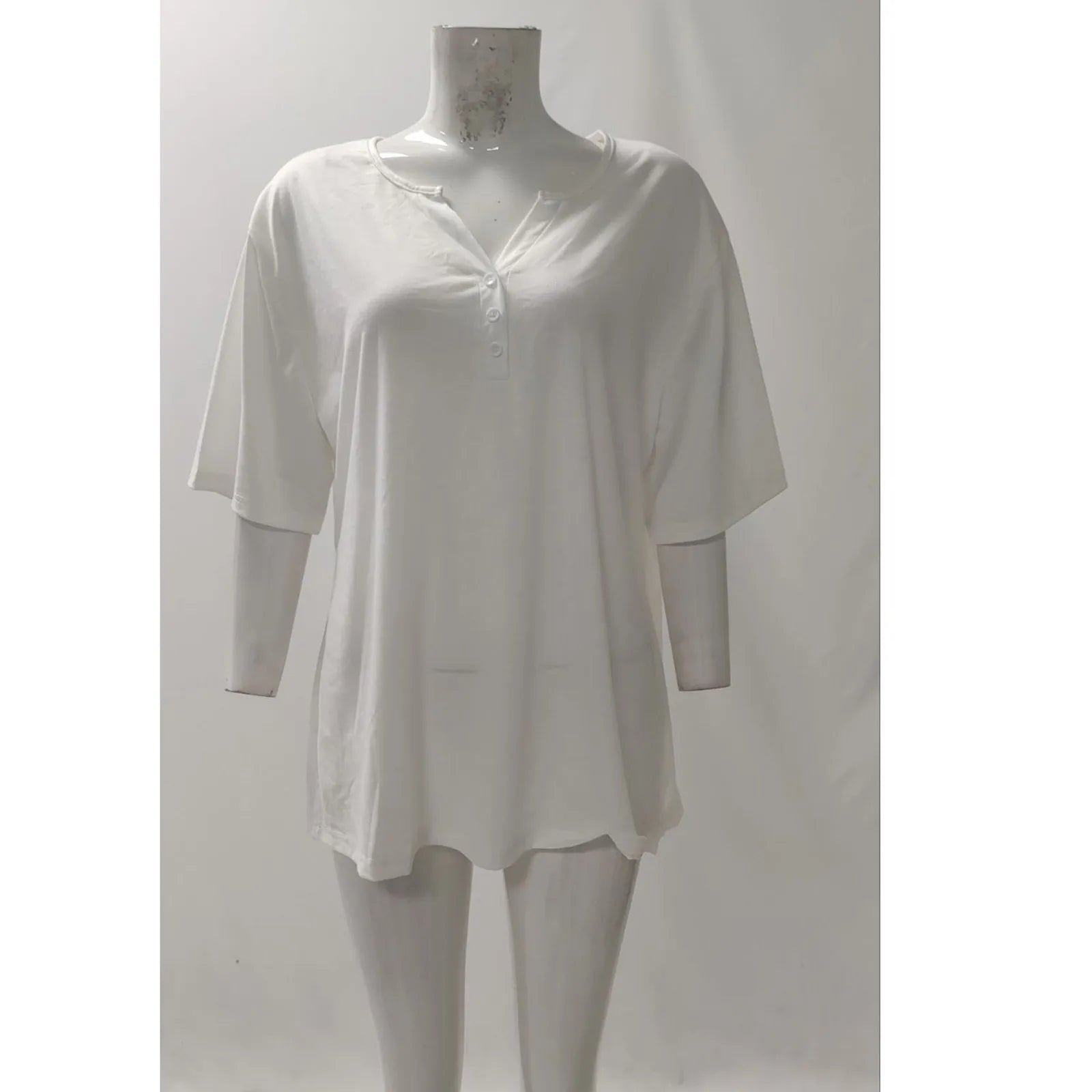 Tops For Women Women'S T Shirt Tee Print Button 3/4 Sleeve Daily Weekend Fashion Basic V Neck Regular Top Ropa De Mujer New