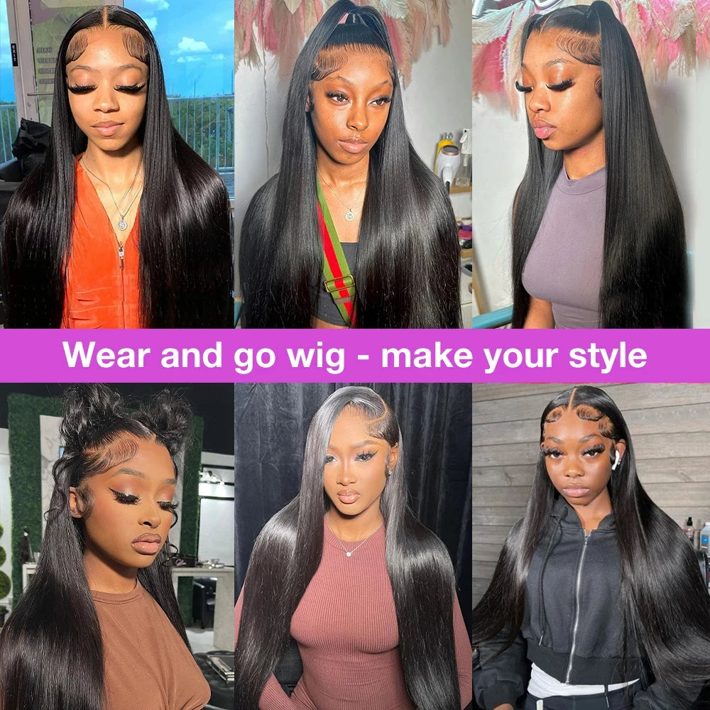 250Densit 13x6 Bone Straight HD Transparent Lace Human Hair Wigs Brazilian 13x4 360 Full Lace Front Wig Human Hair Wig For Women