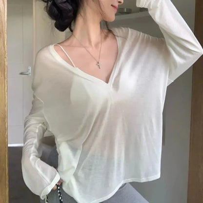 Tops Woman Korean Fashion With Sleeves Plain Long Sleeve T Shirt for Women Clothing Female Sale Cheap Clothes Y2k Korea Style