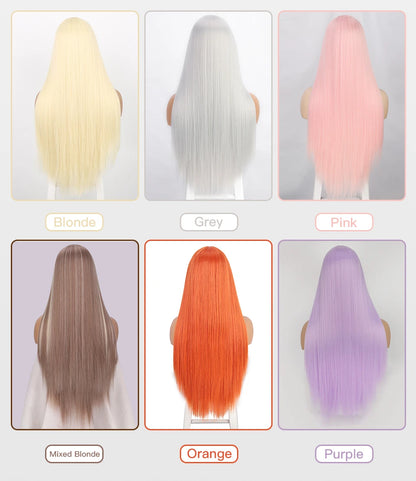 I's a wig Long Straight White Cosplay Wigs Synthetic Wigs for Women 60 613 Blonde Grey Pink Black Color for Daily Party Lolita