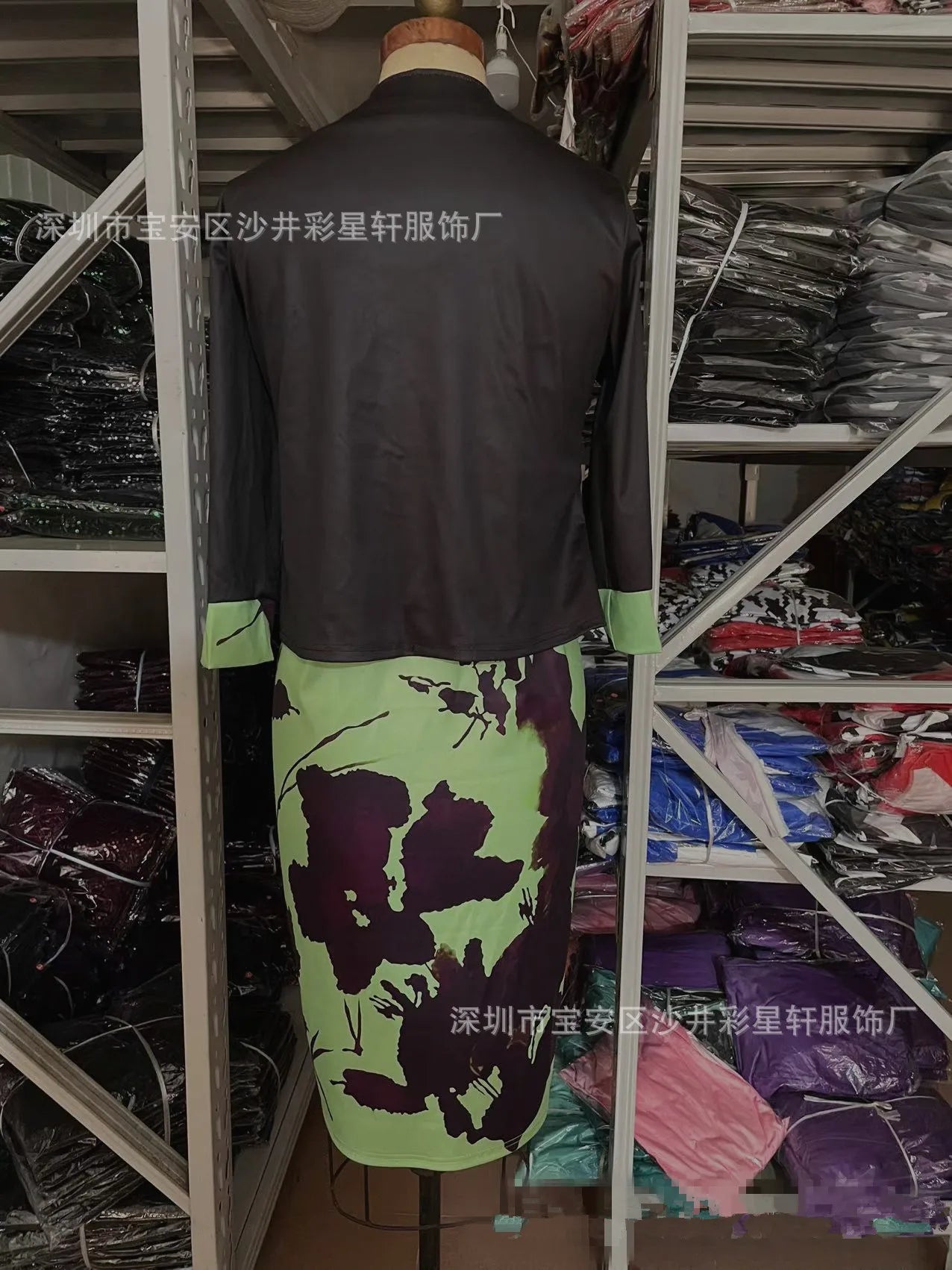 New Women Dress Sets Elegant Print Floral Higt Waist Wrapped Hip Dress and Solid Color Cardigan Tops 2 PCS Suit Office Lady Sets