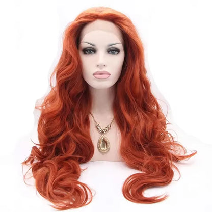 Wig Long Ginger Wig Long  Wavy Free Part Synthetic Glueless Lace Front Wigs Heat Resistant Synthetic Hair Wig