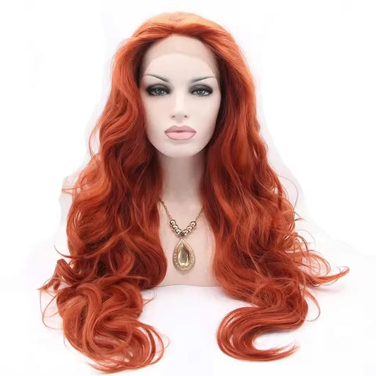 Wig Long Ginger Wig Long  Wavy Free Part Synthetic Glueless Lace Front Wigs Heat Resistant Synthetic Hair Wig