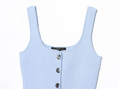 Women's 2025 New Summer Tops Chic Elastic Slim Elegant Holiday Women's Tops Summer Street Fashion Youth Tank Tops