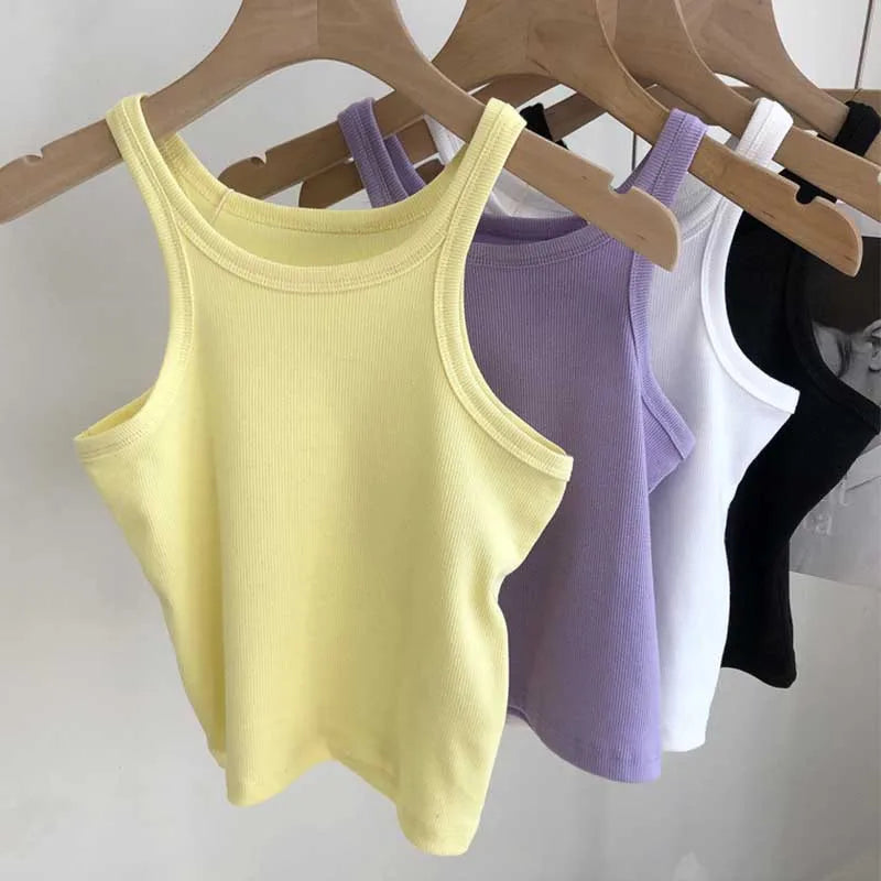 2024 Women Tank Tops Sexy Cropped Top Female Women Summer Camisole Camis Black White Sport Clothes For Women