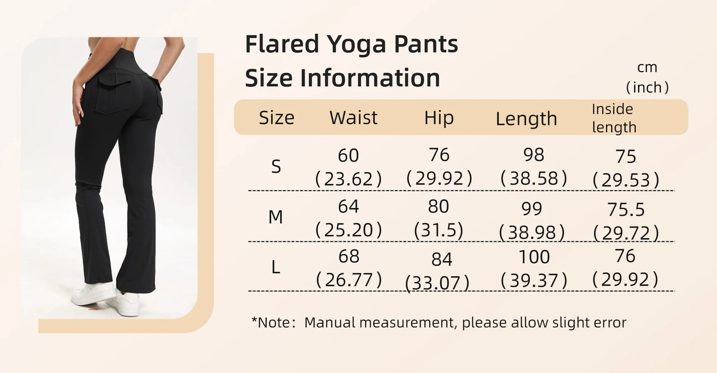 Women Wide Leg High Stretch Yoga Leggings Fitness Workwear with pockets Yoga Flare Pant High Waiste Workout Gym Pants