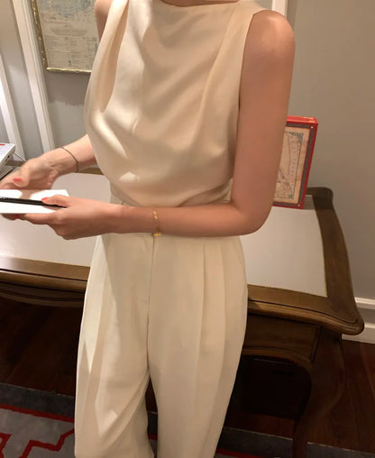 Feminino Sexy Backless Ropa Mujer 2025 Women Top New Sleeveless Clothes Round Neck Tanks & Camis Summer Elegant Tops