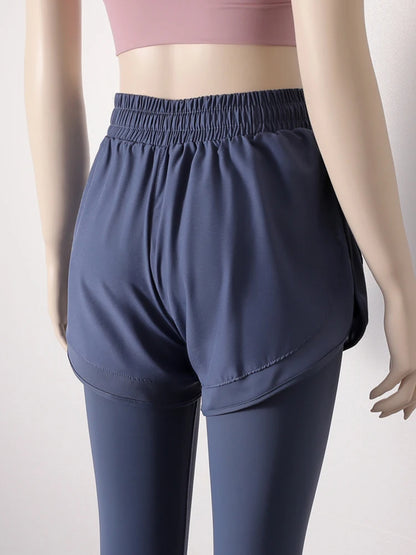 Yoga Pants Leggings Two-piece Skirt Style Quick-drying Workout Yoga Pants Women Pockets Sport Trousers Leggings