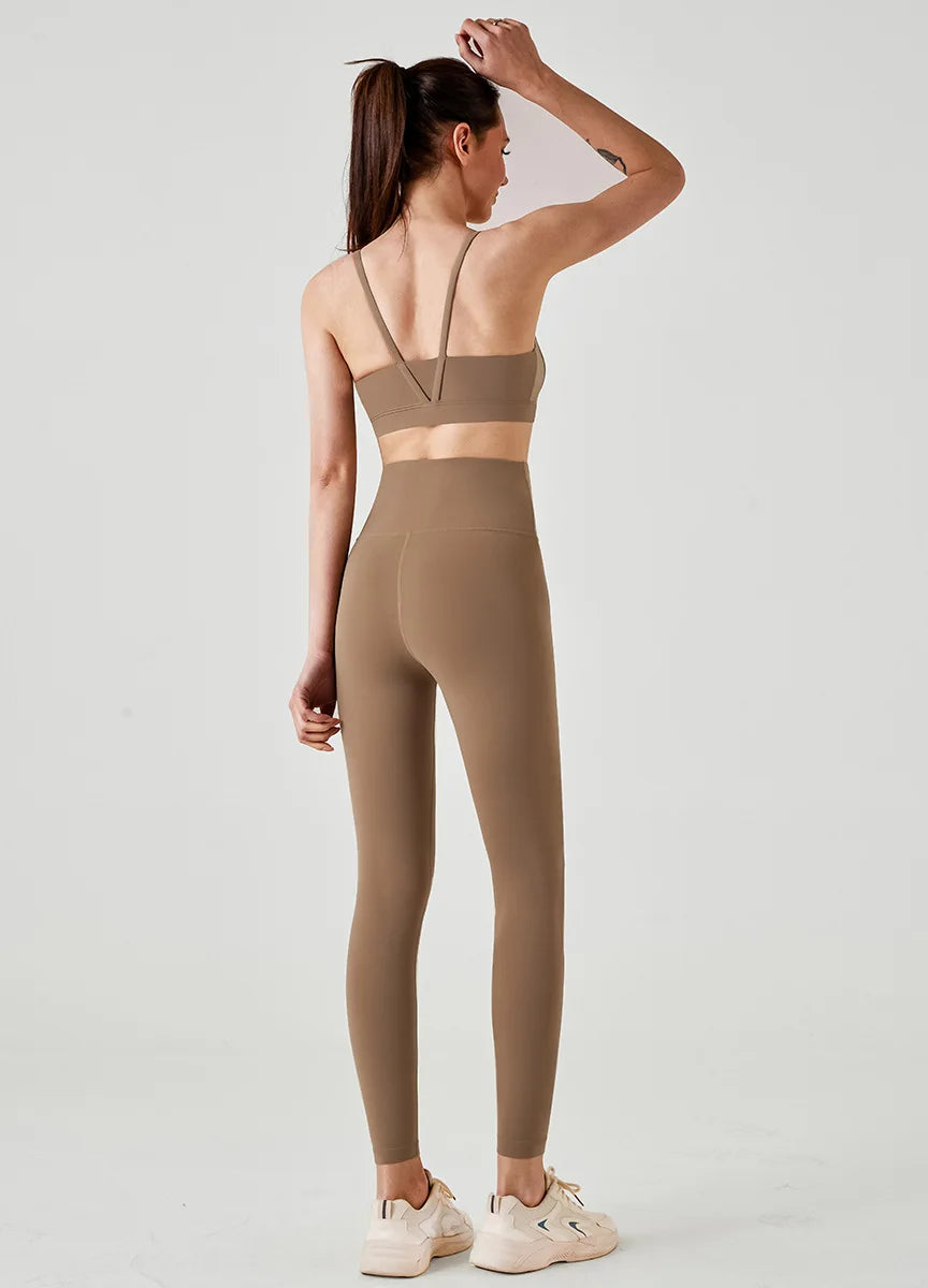 High waisted yoga pants for women, thin and nude, with no awkward lines, tight fitting and hip lifting sports and fitness pants,