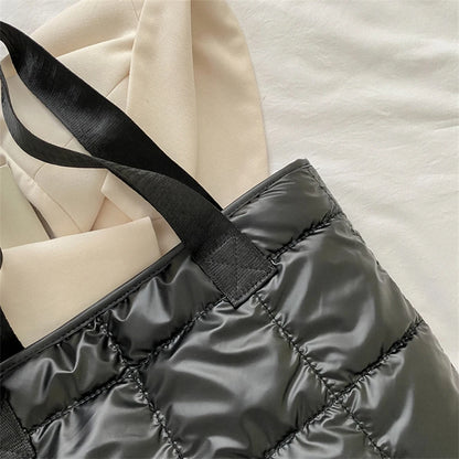 Fashion Tote Handbags for Women Black Large Capacity Soft Rhombus Bags Vinatge Quilted Shoulder Bag Purse for Travel Shopping