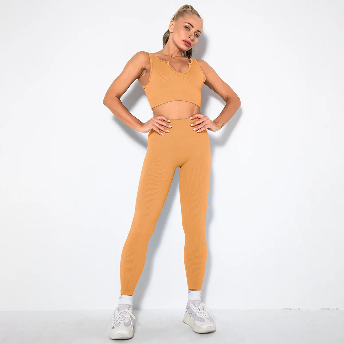 Ribbed Yoga Leggings Women Sports Pants Tights Seamless Sport Femme Gym Leggins Workout Fitness Pants Athletic Wear