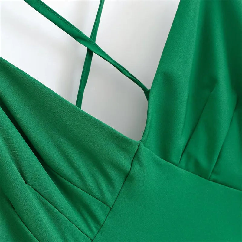 Women's Dresses 2025 New Holiday Temperament Suspenders Back Crossover Maxi Skirt Summer elegant fashion women's midi skirt