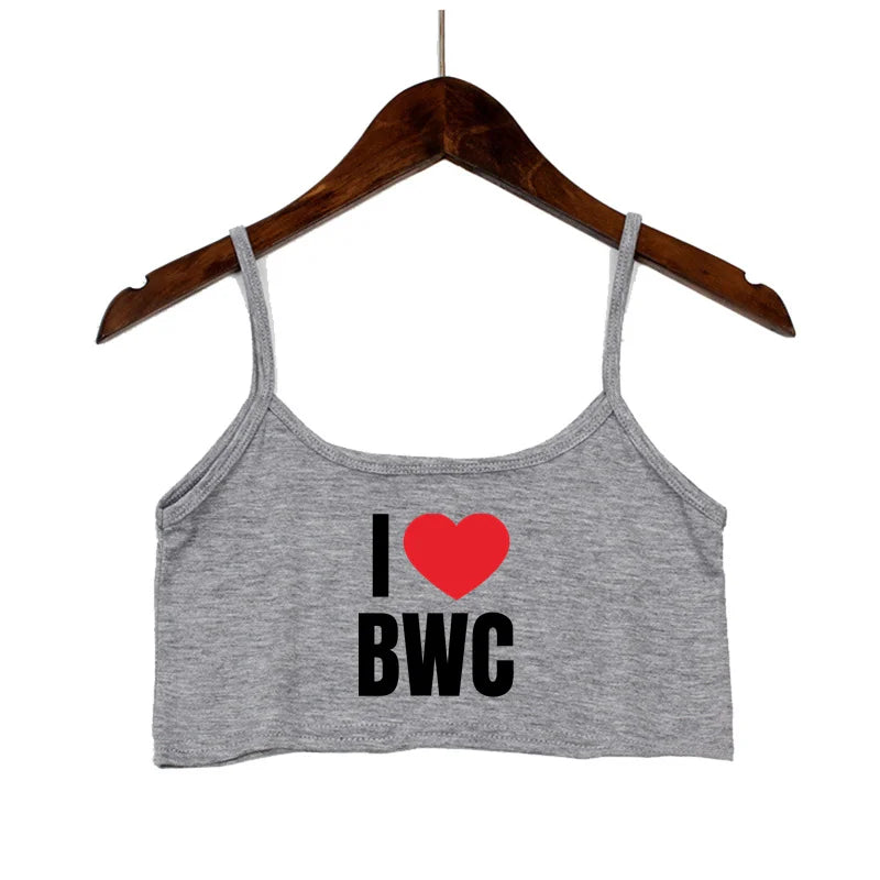 Sexy Tops for Women Hot Girls Clothes I Love BWC Black Crop Top Seamless Sleeveless Tank Tops Camis Backless Camisole White Top