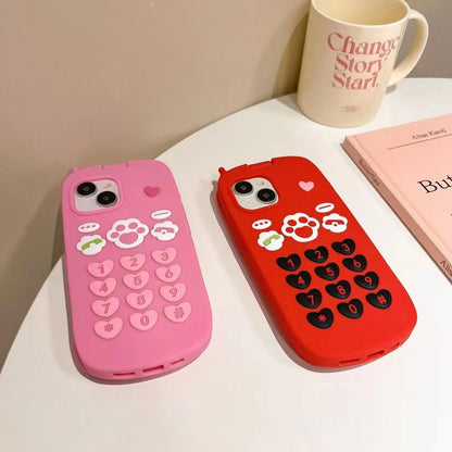 Cute 3D Hot Pink Bow Cellphone Model Flip Mirror Silicone Cases For iPhone 15 14 13 12 Pro Max 11 Shockproof Soft Cover Gifts
