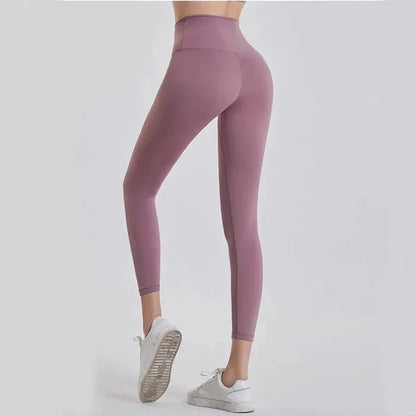 High Waisted Nude Feeling No Embarrassment Line Yoga Pants Women Stretch Firming Lift Hip Sports Fitness Bottom Pants
