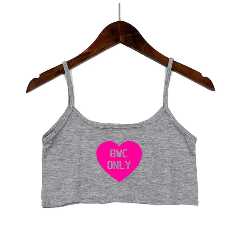Sexy Tops for Women Hot Girls Clothes I Love BWC Black Crop Top Seamless Sleeveless Tank Tops Camis Backless Camisole White Top