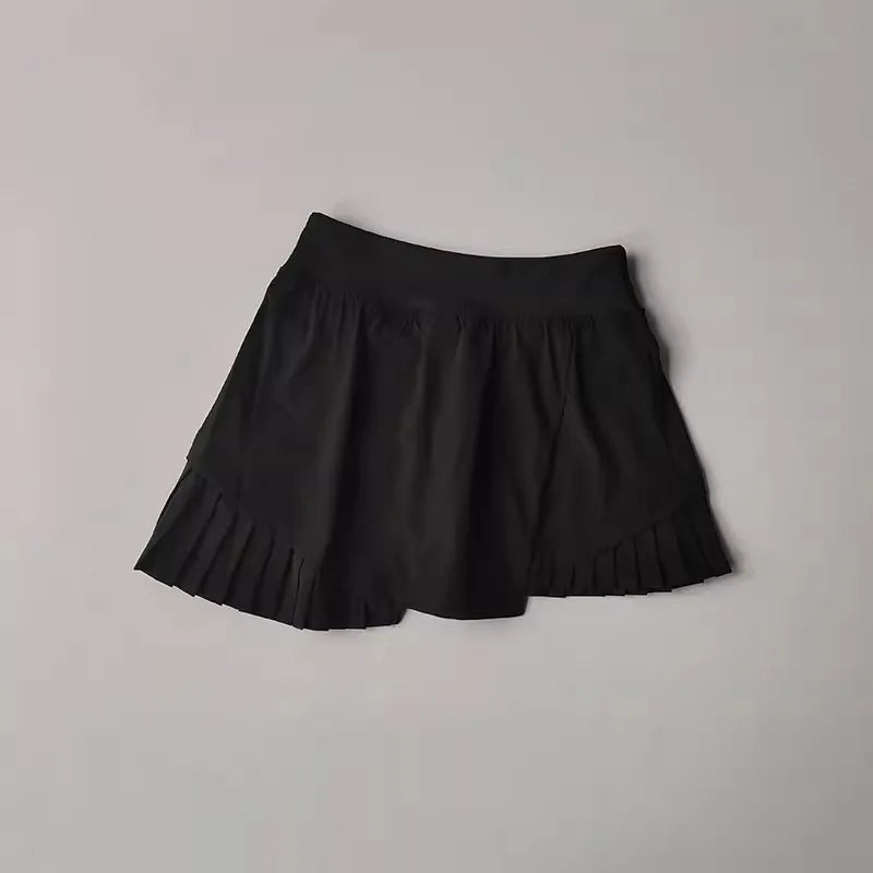 High Waisted Sports Short Skirt Summer New Style Cool Anti Glare Including Lined Shorts Fitness Yoga Quick Drying Pleated Skirt