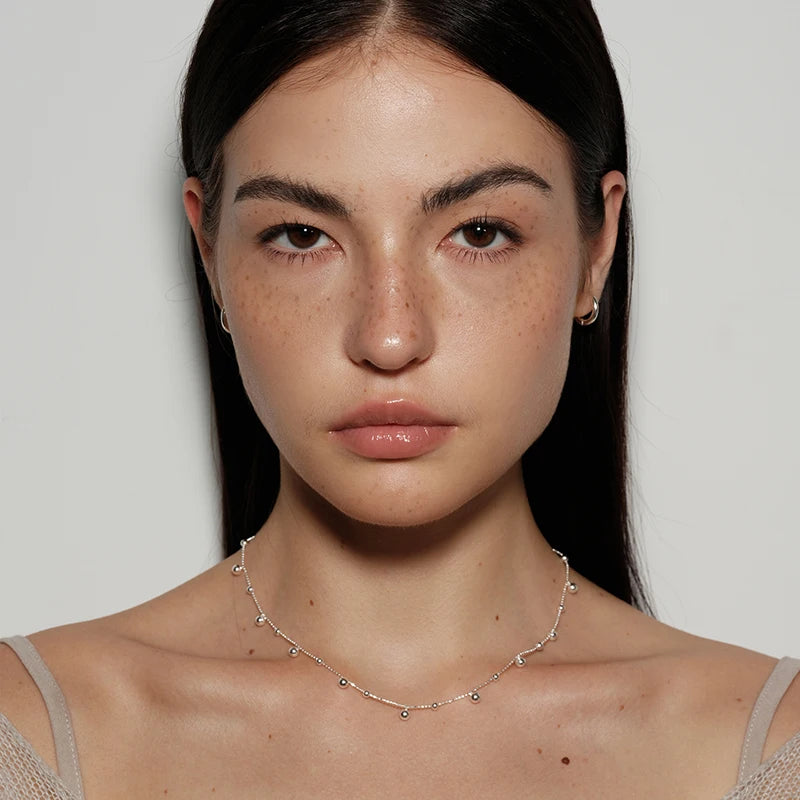 S925 Sterling Silver Necklace Bead Chain Beautiful SimpleMulti Round Bead Pendant For Women Wedding Fine Jewelry Christmas Gifts