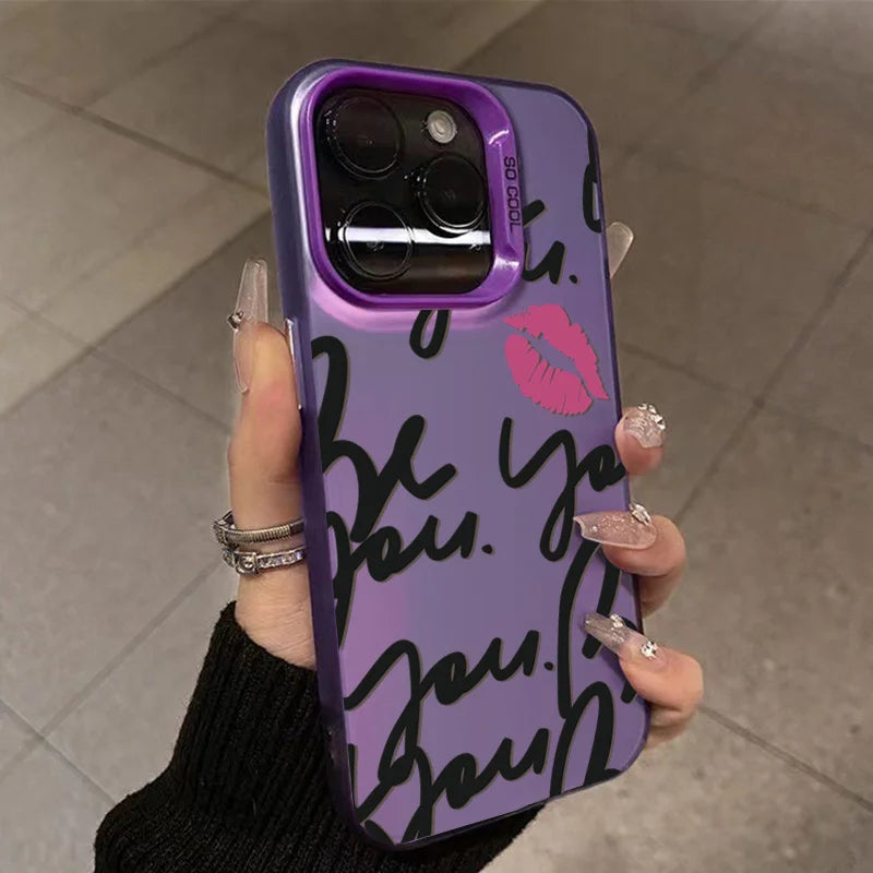 Personalized English Writing Lip Phone Case For IPhone 16 Cases For IPhone 15 14 13 12 11 Pro Max Cover Case Funda Bumber Coque