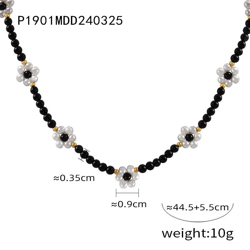 Women's Necklace Elegant Handmade Bead Color Natural Stone Woven Collarbone Chain Fashionable and Versatile Jewelry Accessories