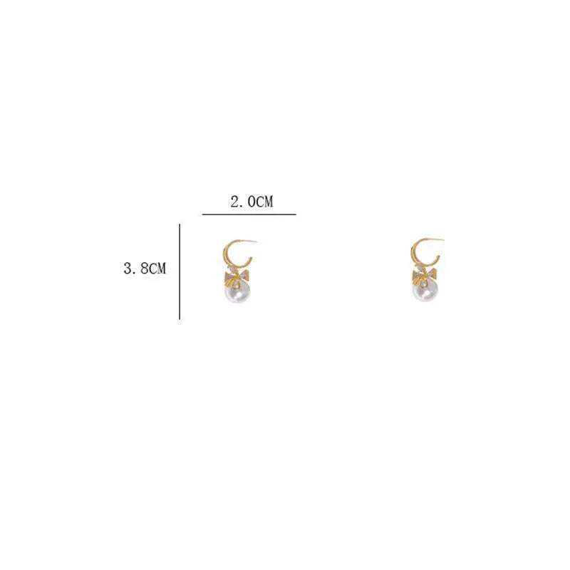 Sweet Earrings High End Feeling Pearl Bow Earrings Diamond Studded Earrings Fashionable Temperament Earrings And Earrings